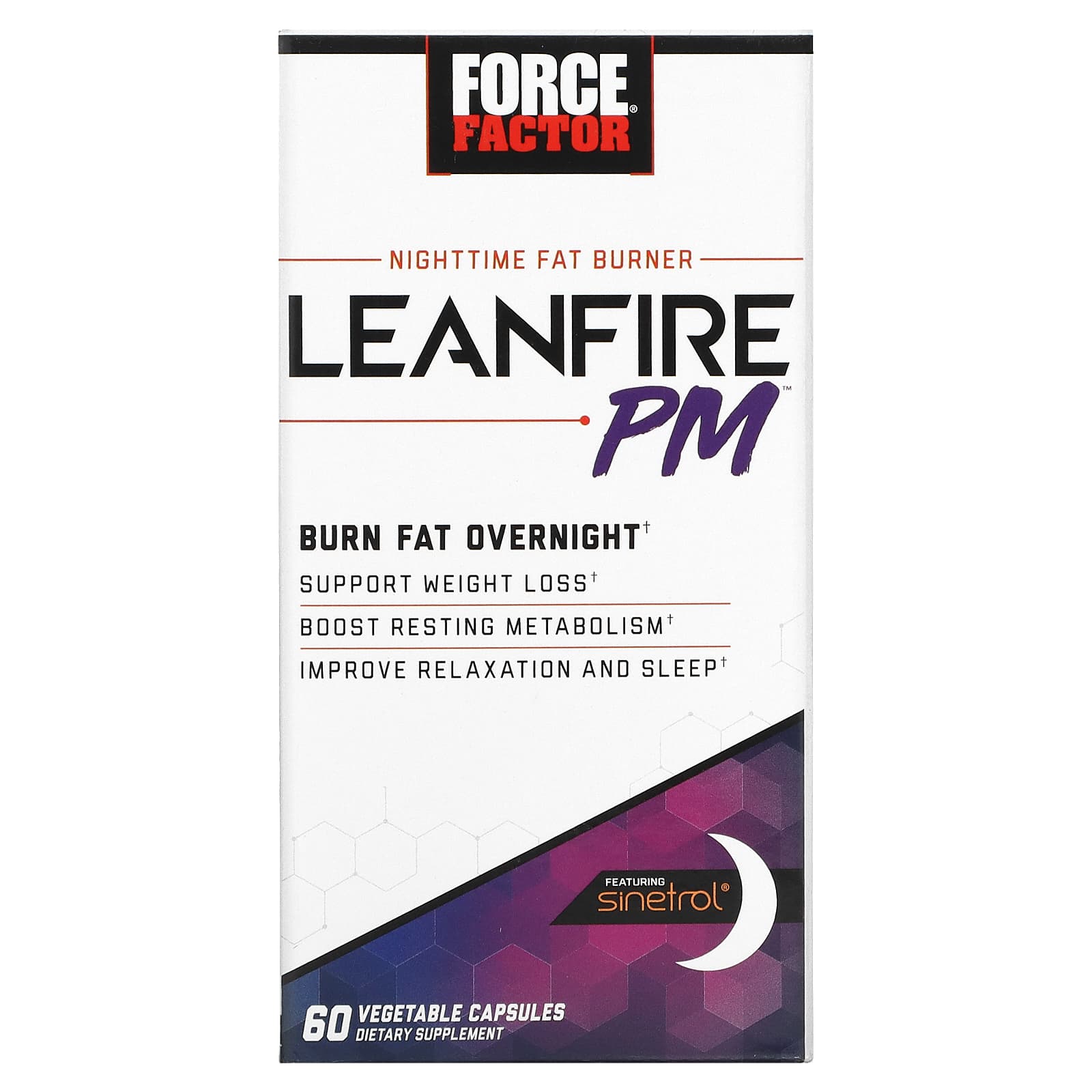 Force Factor Leanfire PM, 60 Vegetable Capsules