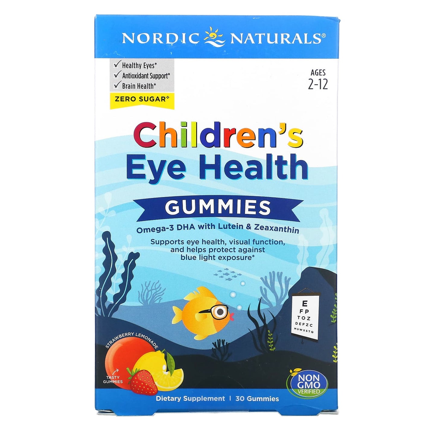 Nordic Naturals, Children's Eye Health Gummies, Ages 2-12, Strawberry Lemonade, 30 Gummies