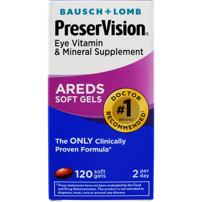 Bausch + Lomb PreserVision Vitamin and Mineral Supplement, 120 Soft Gels