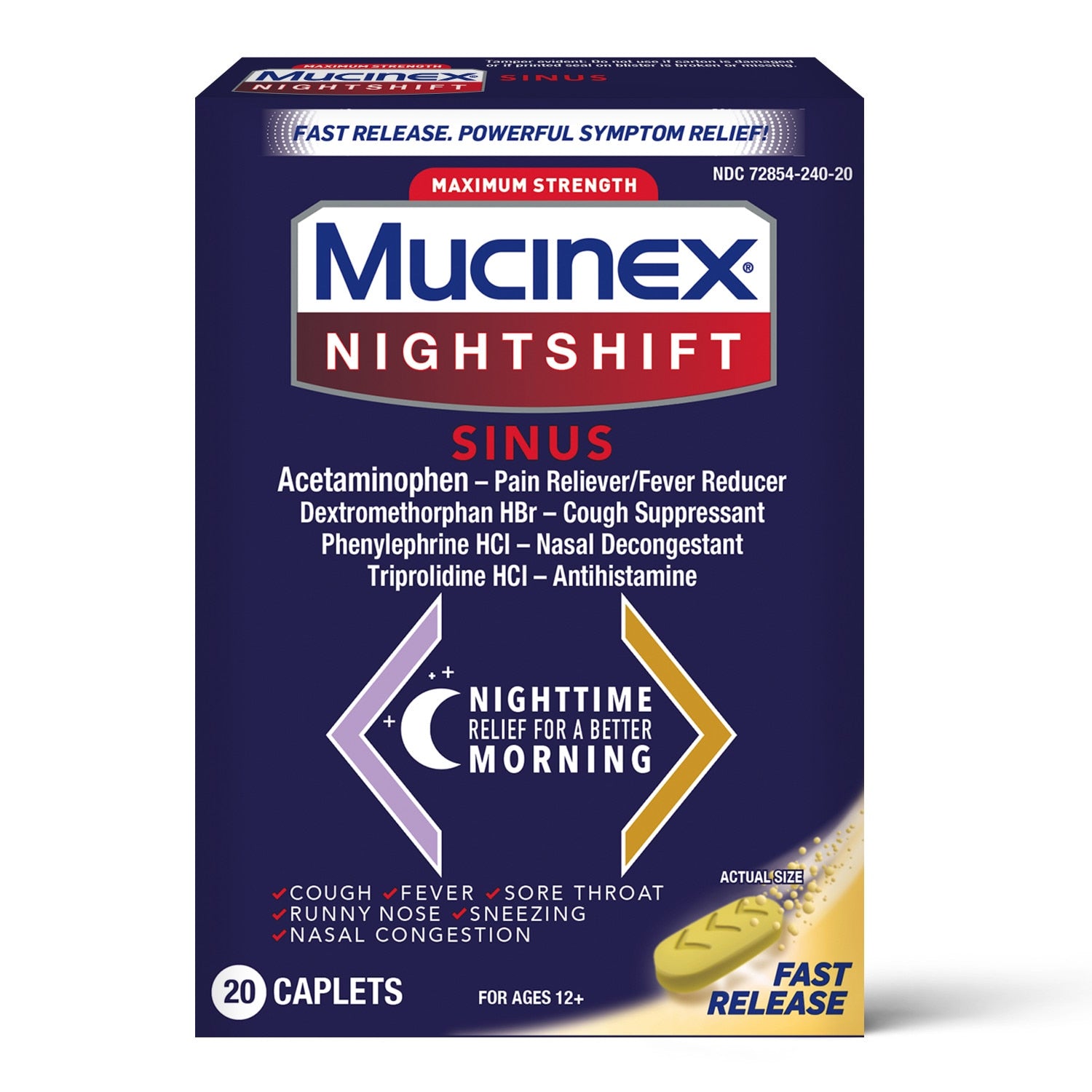 Mucinex Night Shift Sinus, 20 Caplets