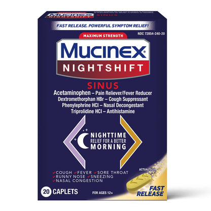 Mucinex Night Shift Sinus, 20 Caplets