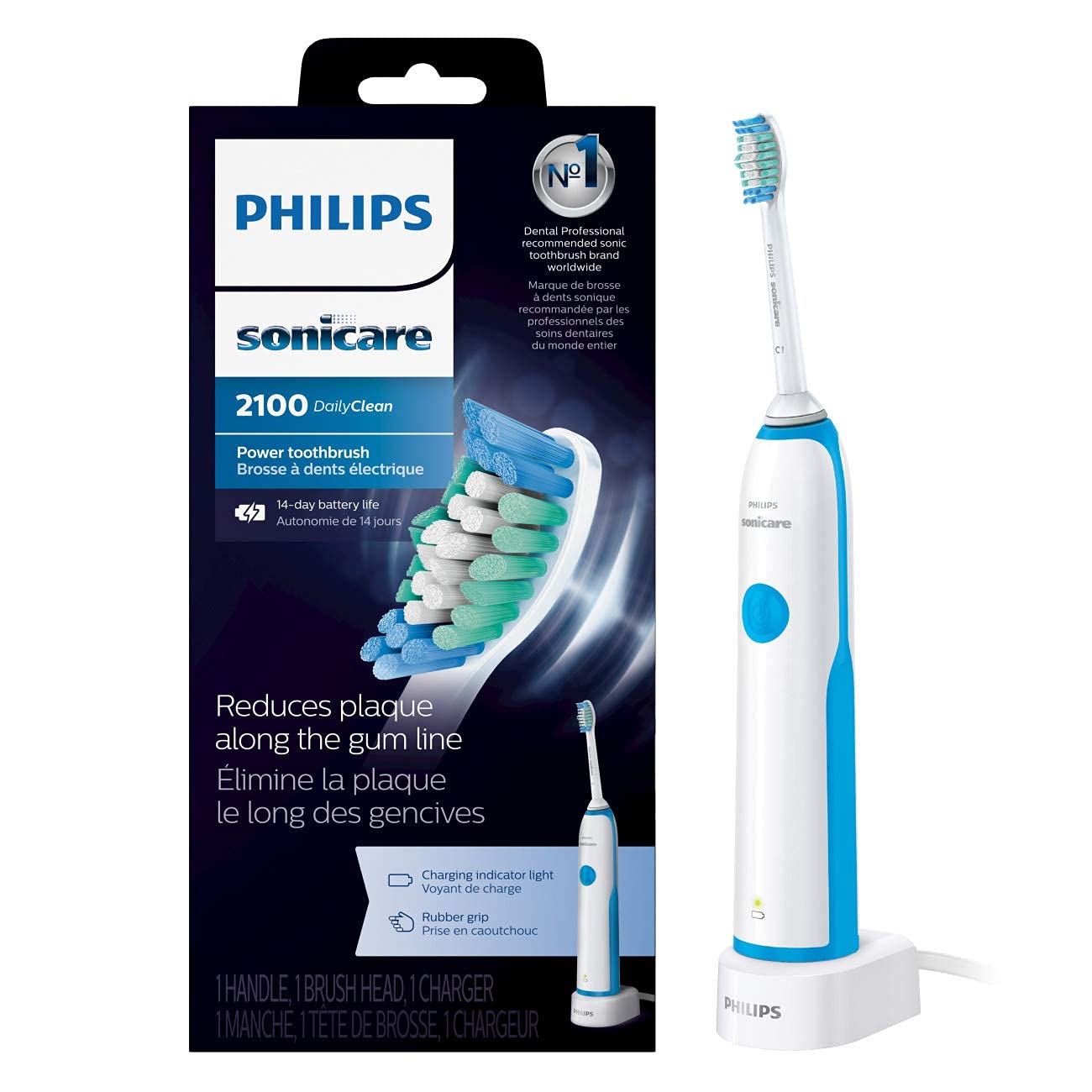 Philips Sonicare 2100 Power Toothbrush, Rechargeable Electric Toothbrush, Mid Blue
