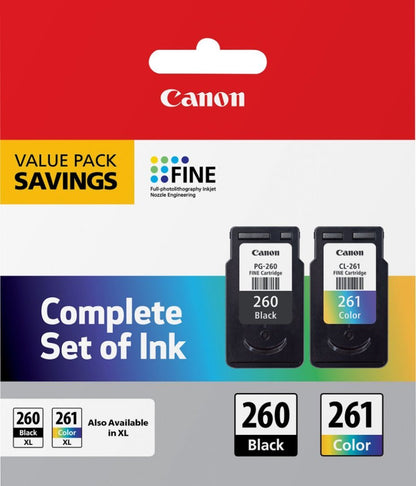 Canon PG-260 / CL-261 2-Pack Standard Capacity Ink Cartridges - Black/Cyan/Magenta/Yellow