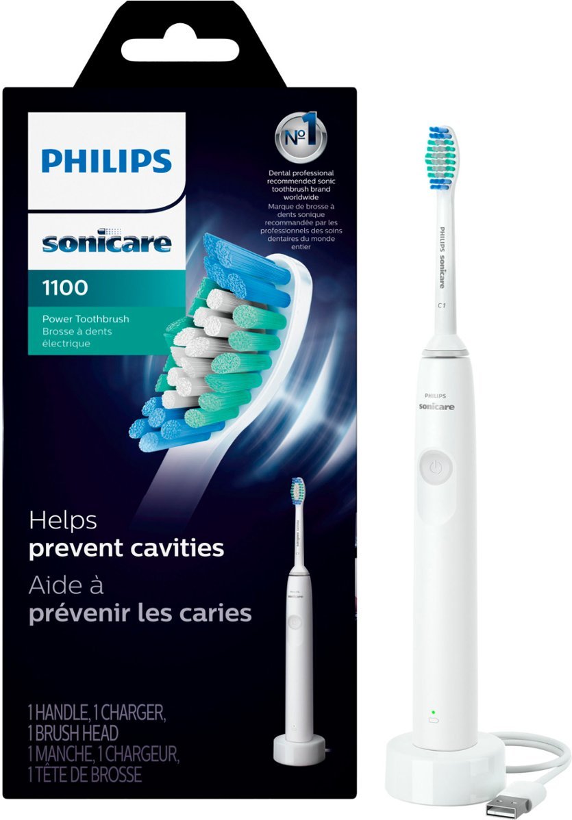 Philips Sonicare 1100 Power Toothbrush, Rechargeable Electric Toothbrush, White Grey