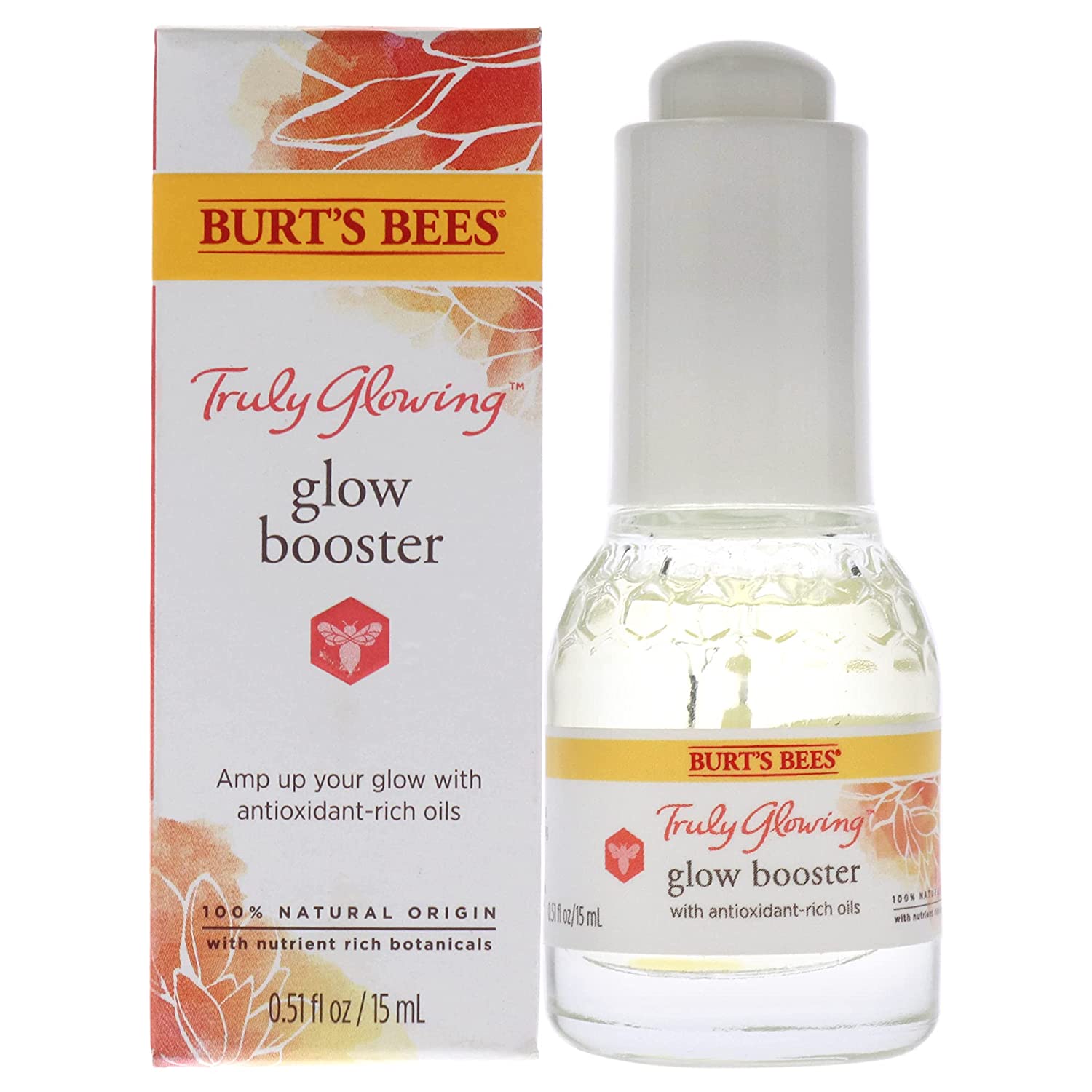 Burt's Bees Glow Booster Face Serum with Antioxidant-Rich Oils for Normal and Combination Skin, 0.51 oz