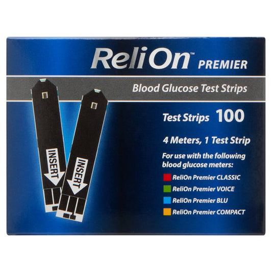 ReliOn Blood Glucose Test Strips for Self Testing | 100 Count