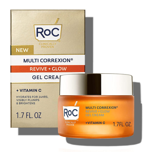 RoC Correxion Revive + Glow 10% Vitamin C Blend Face Moisturizer, Anti-Aging Gel Cream, 1.7 oz