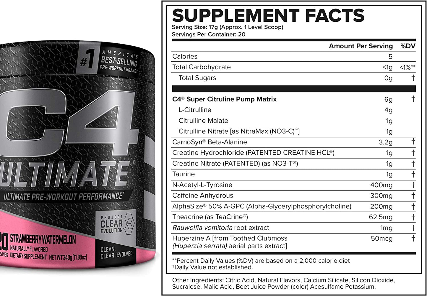 C4 Ultimate Workout Performance Strawberry Watermelon, 20 Servings