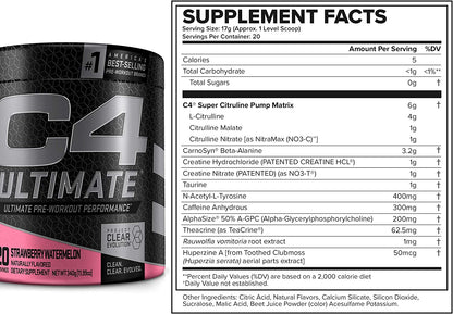 C4 Ultimate Workout Performance Strawberry Watermelon, 20 Servings