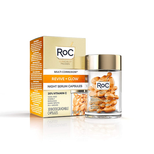 RoC Multi Correxion Revive plus Glow 20% Pure Vitamin C Night Serum Capsules, 30ct