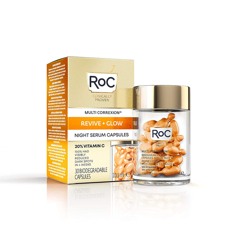 RoC Multi Correxion Revive plus Glow 20% Pure Vitamin C Night Serum Capsules, 30ct