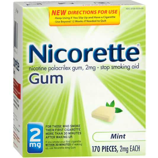 Nicorette 2mg Stop Smoking Aid Nicotine Gum, 170 Pieces
