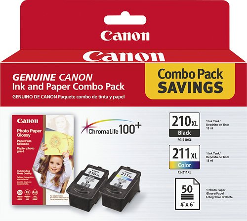 Canon 210XL/211XL 2-Pack High-Yield Ink Cartridges + Photo Paper