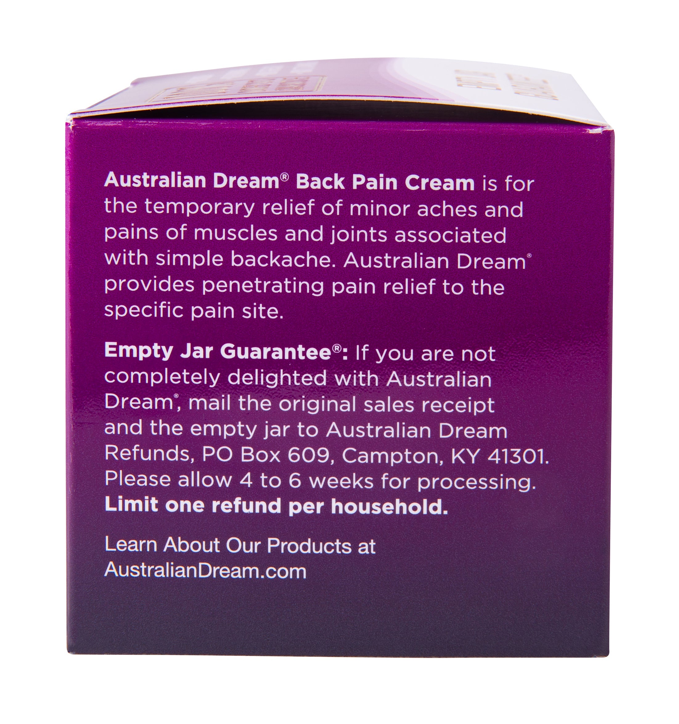 Australian Dream Back Pain Cream 4 oz