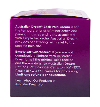 Australian Dream Back Pain Cream 4 oz