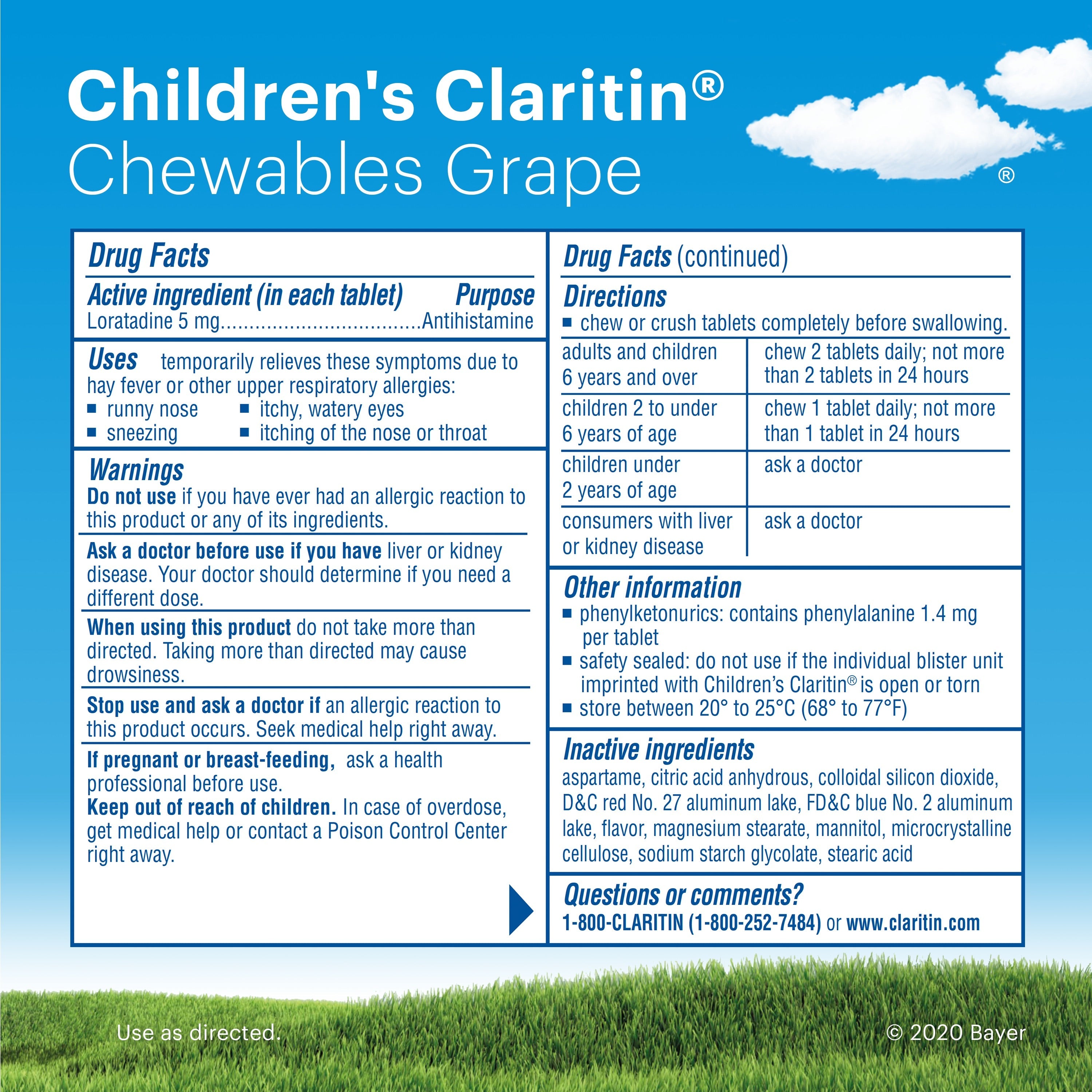 Claritin Children's Chewable Tablet, Grape 60 ea
