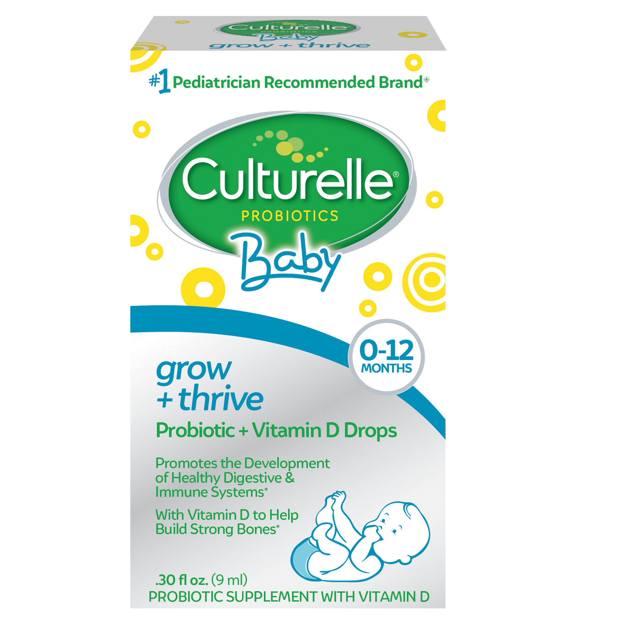Culturelle Baby Grow + Thrive Probiotic & Vitamin D Drops, 0-12 mo