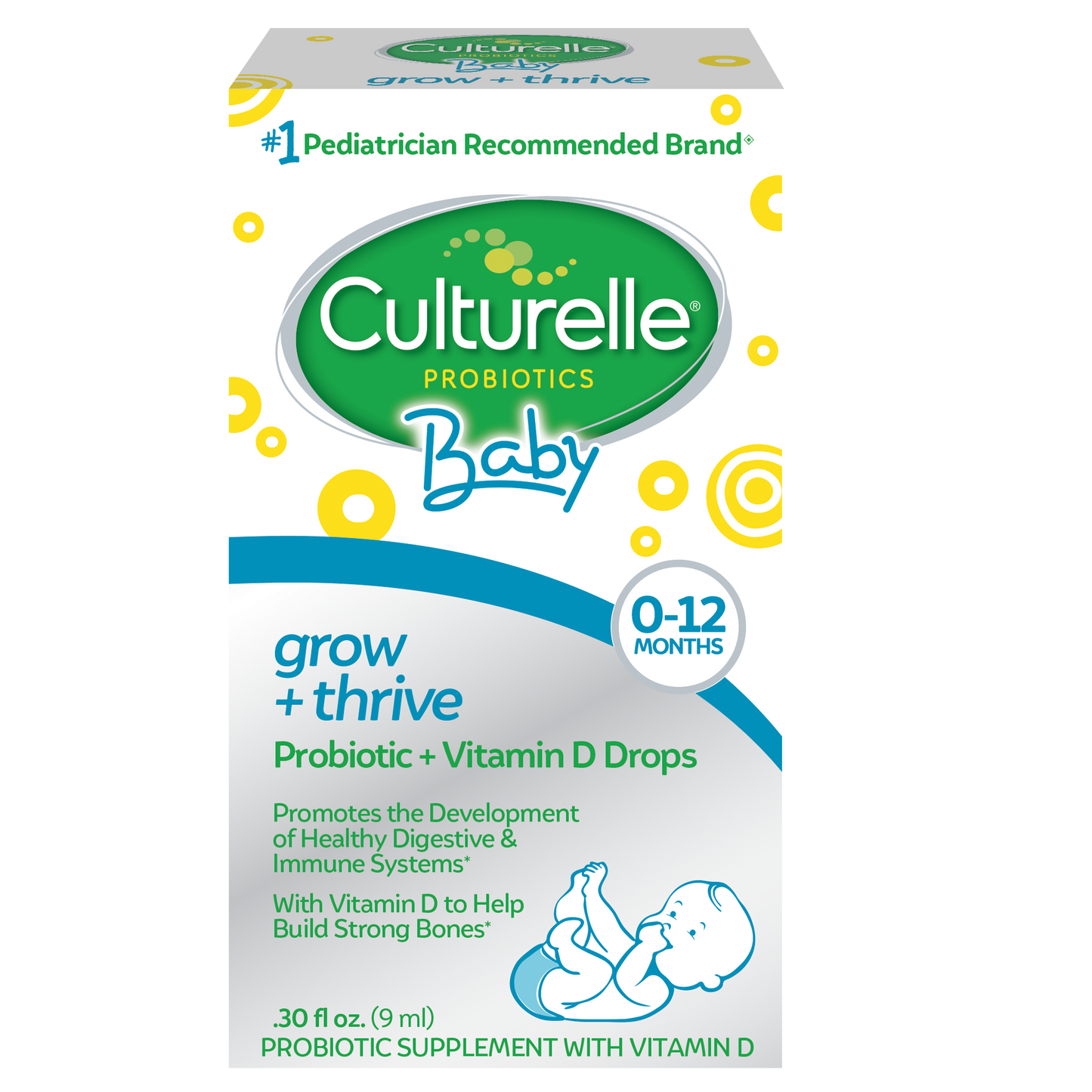 Culturelle Baby Grow + Thrive Probiotic & Vitamin D Drops, 0-12 mo