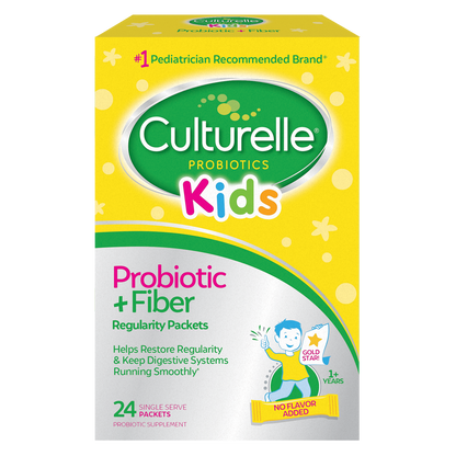 Culturelle Kids Probiotic + Fiber Packets, Helps Restore Regularity, 24 ct