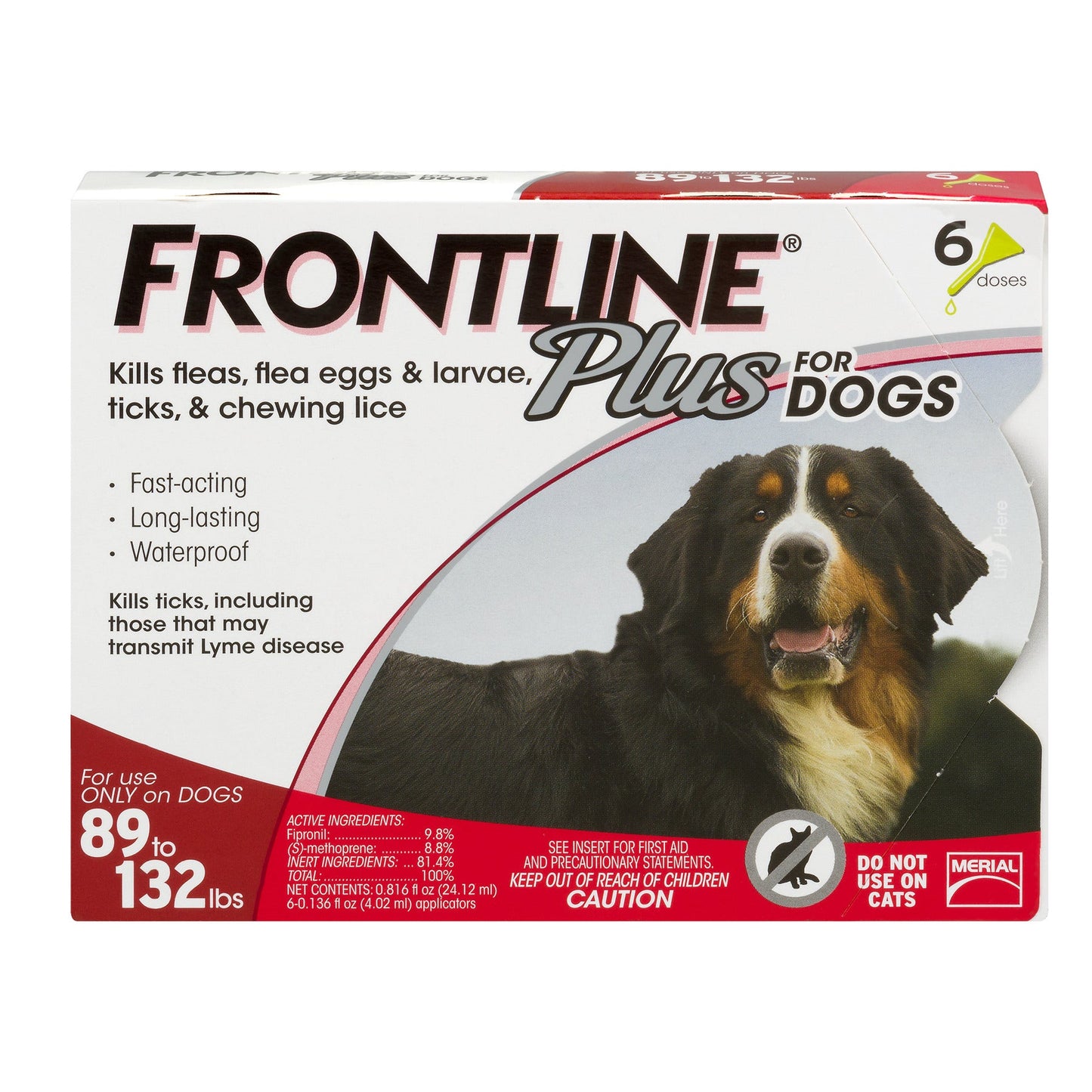 FRONTLINE Plus Flea and Tick Treatment for Extra Large Dogs 89-132 Lbs,, 6 Doses