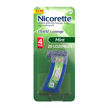 Nicorette 4mg Stop Smoking Aid Mini Lozenge Mint, 20 Pieces