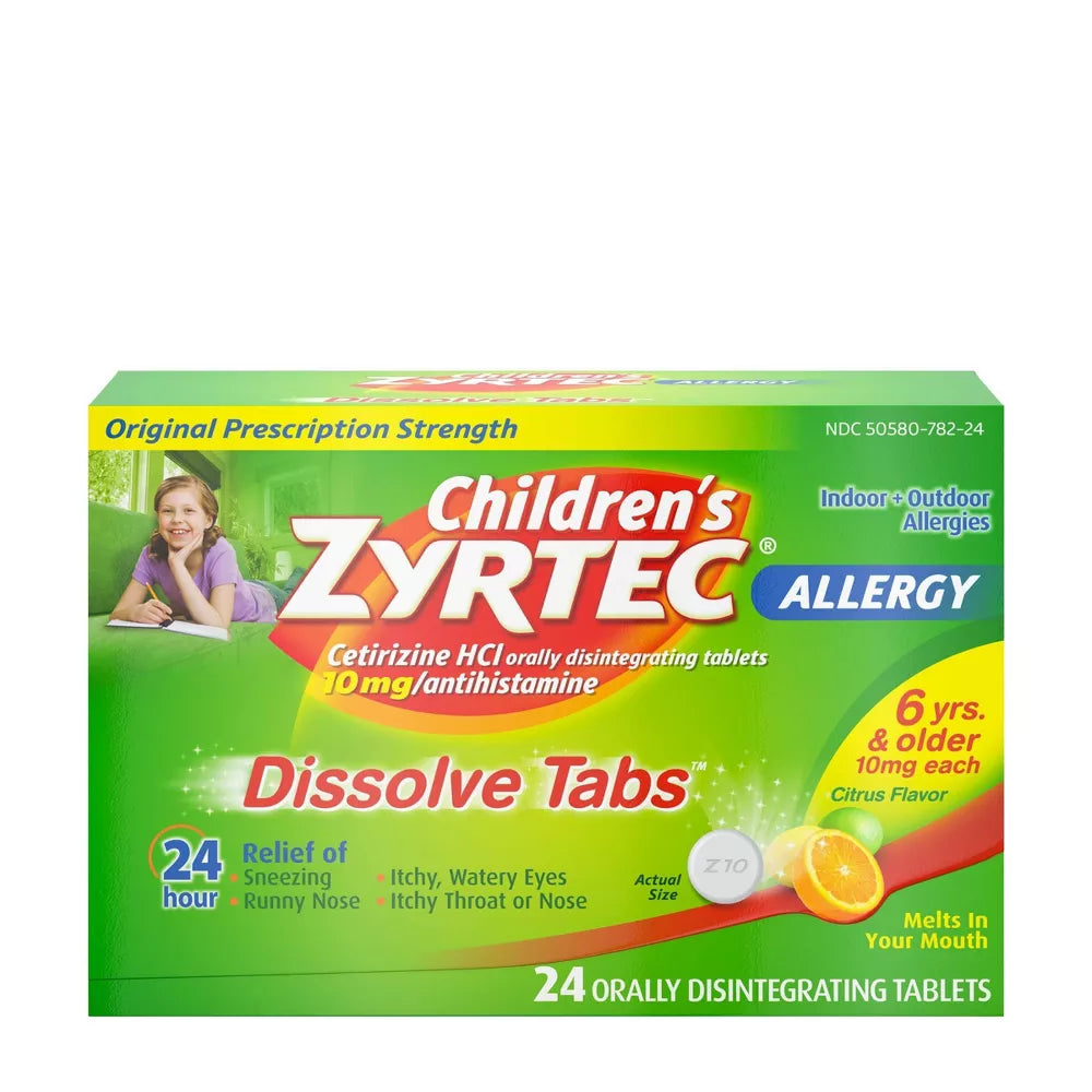 Children's Zyrtec Allergy Relief Citrus Flavor, 24 Dissolve Tabs