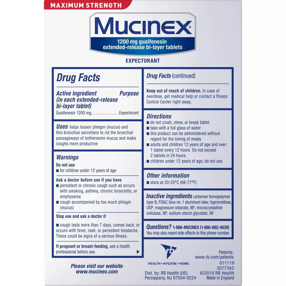 Mucinex 1200 mg, 42 Tablets