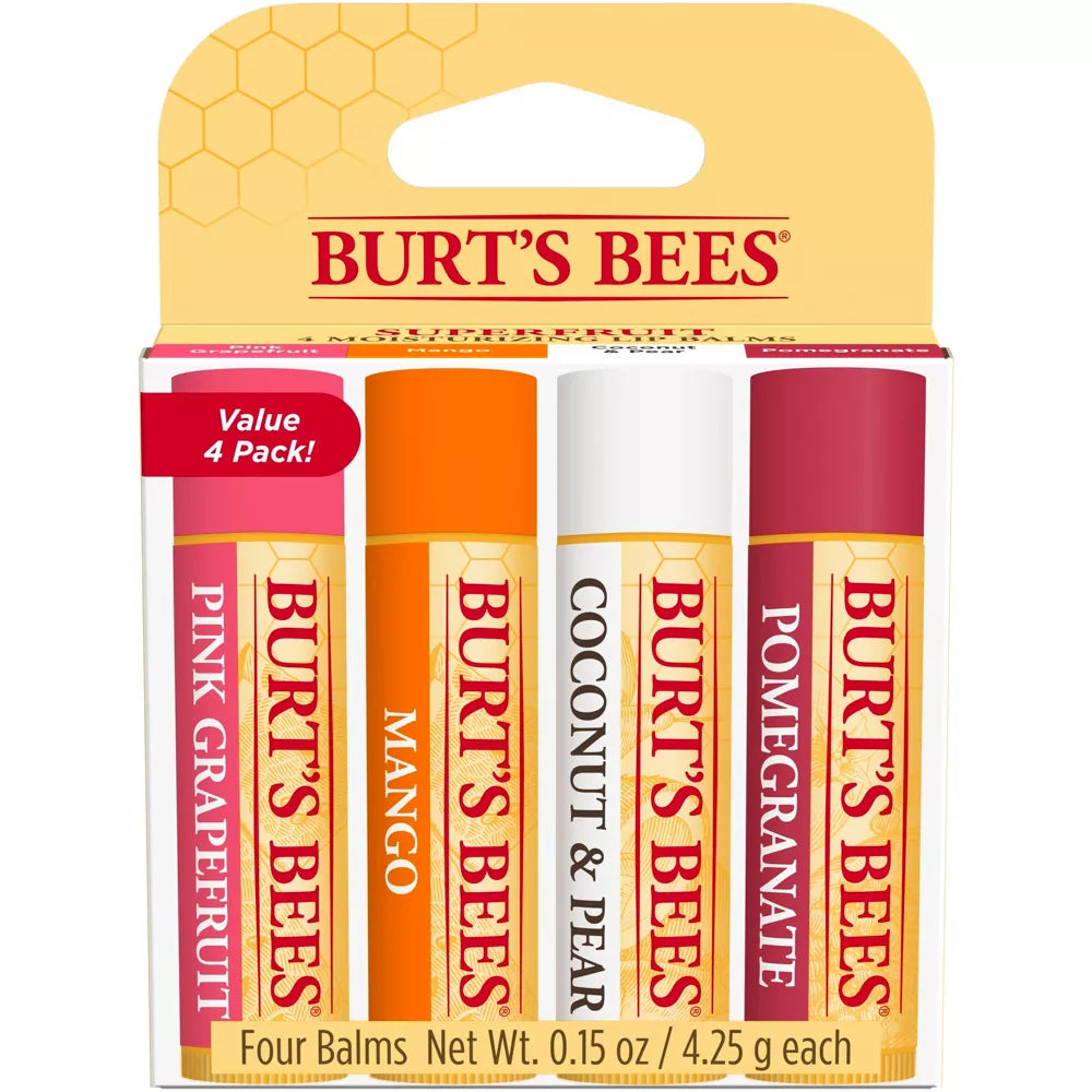 Burt's Bees Lip Balm Super Fruit, 4ct