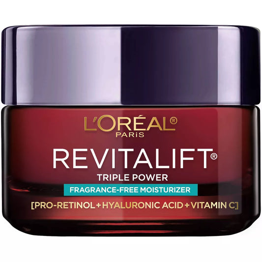 L'Oreal Paris Revitalift Triple Power Fragrance Free Anti-Aging Face Moisturizer Fragrance Free, 1.7 oz