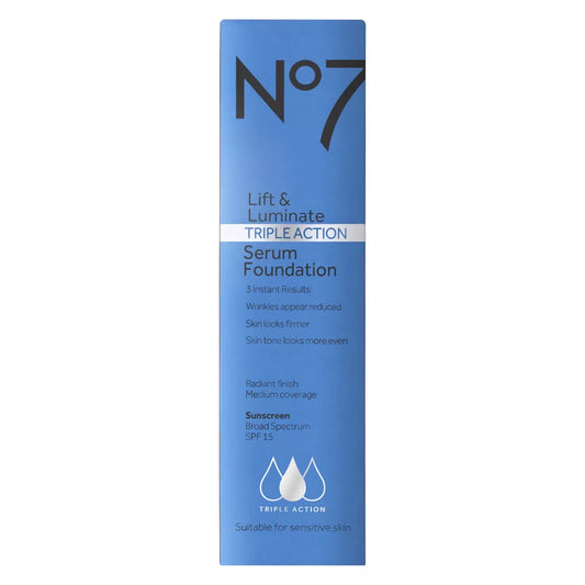 No7 Lift and Luminate Triple Action Serum Foundation, Honey, 1 fl oz