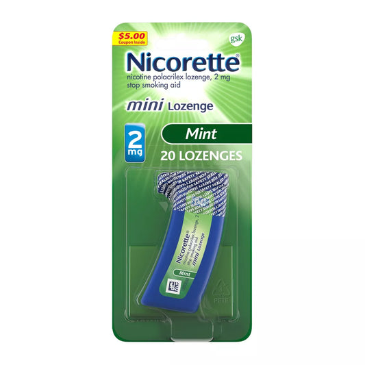 Nicorette 2mg Stop Smoking Aid Mini Lozenge Mint, 20 Pieces