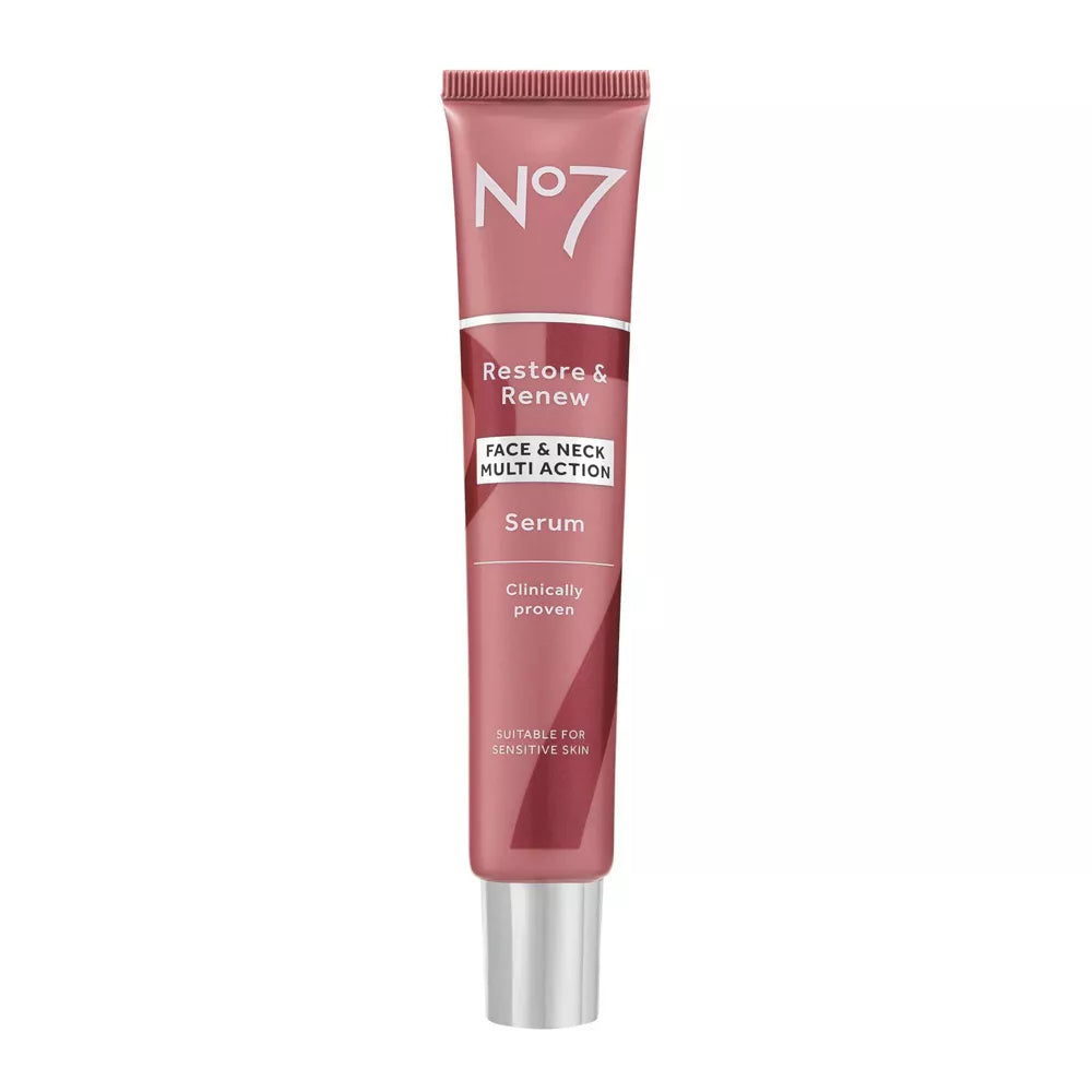 No7 Restore and Renew Face & Neck Multi Action Serum, 1.69 oz