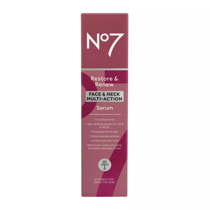 No7 Restore and Renew Face & Neck Multi Action Serum, 1.69 oz