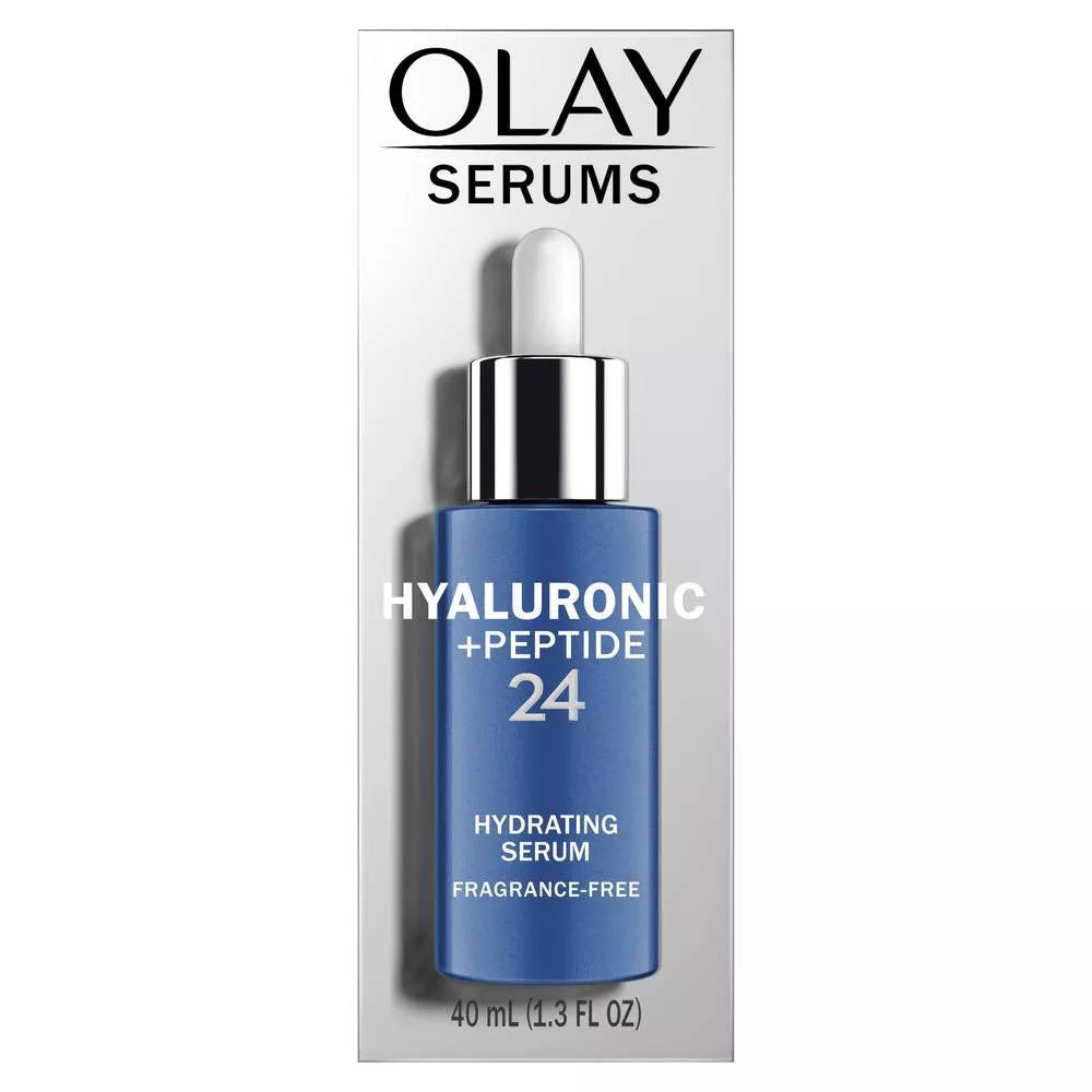 Olay Hyaluronic plus Peptide 24 Fragrance Free Serum, 1.3oz
