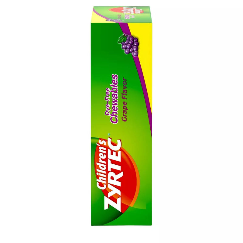 Zyrtec Children's Dye Free Cetirizine 10mg Chewables Grape, 24ct
