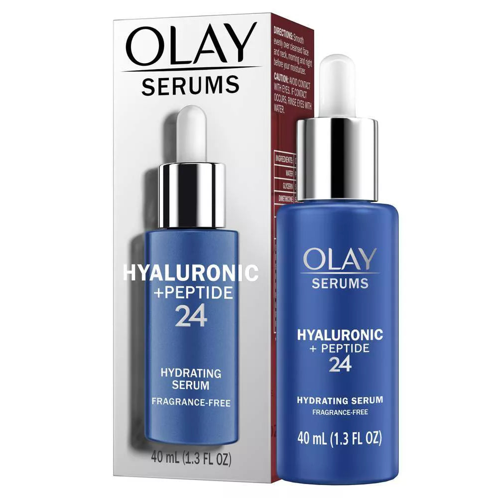 Olay Hyaluronic plus Peptide 24 Fragrance Free Serum, 1.3oz