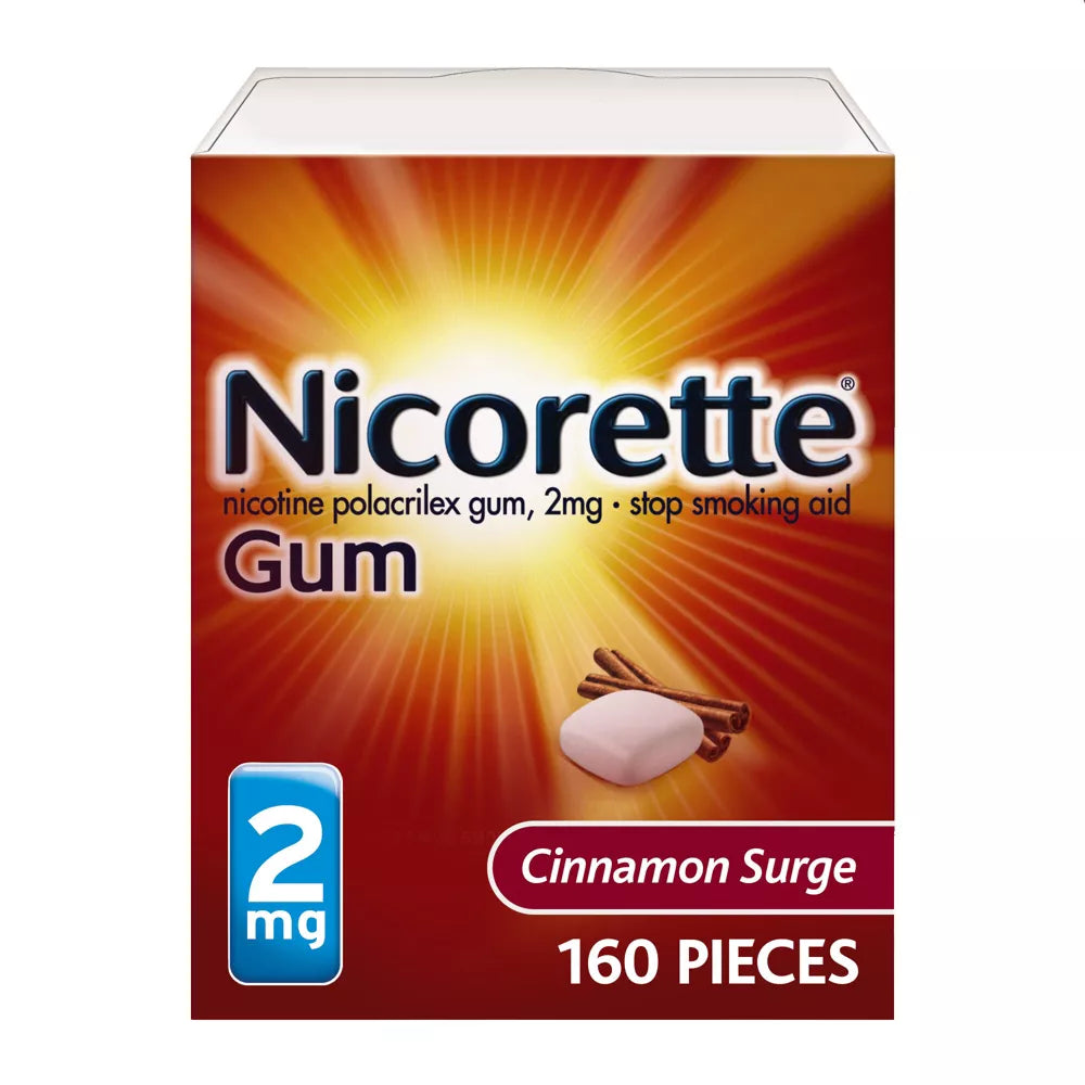 Nicorette 2mg Stop Smoking Aid Gum Cinnamon Surge Flavor, 160 Pieces