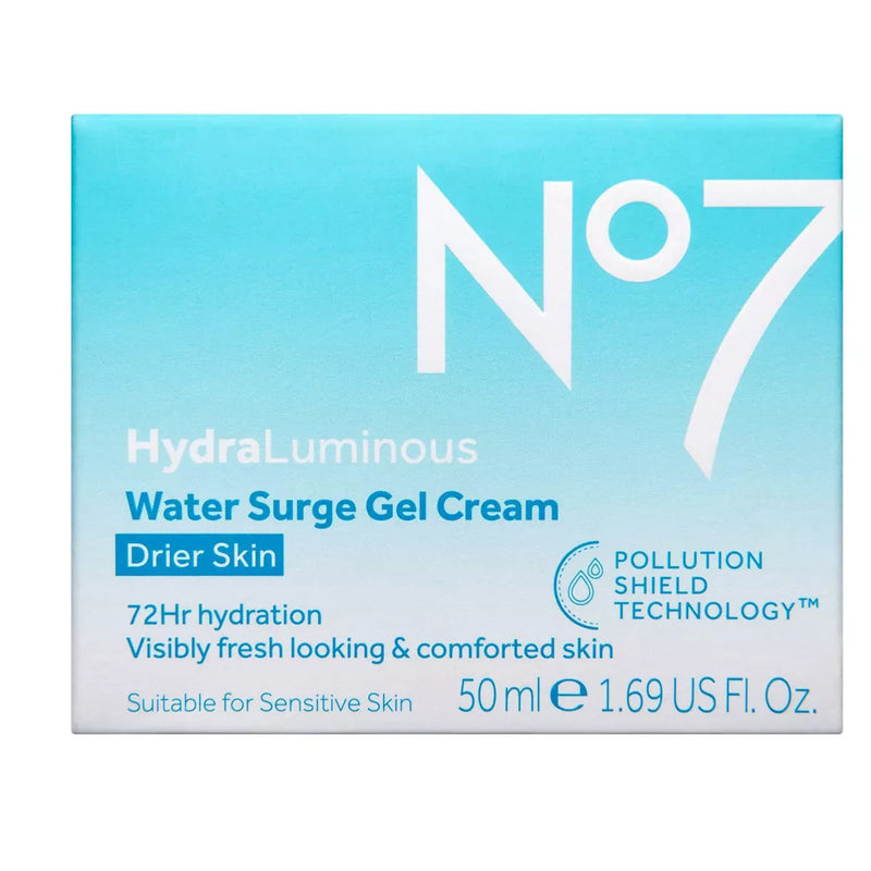 No7 Hydraluminous Water Surge Lightweight Gel Cream Formula, Infuses Dry Skin with Fresh Hydration, 1.69 Ounce