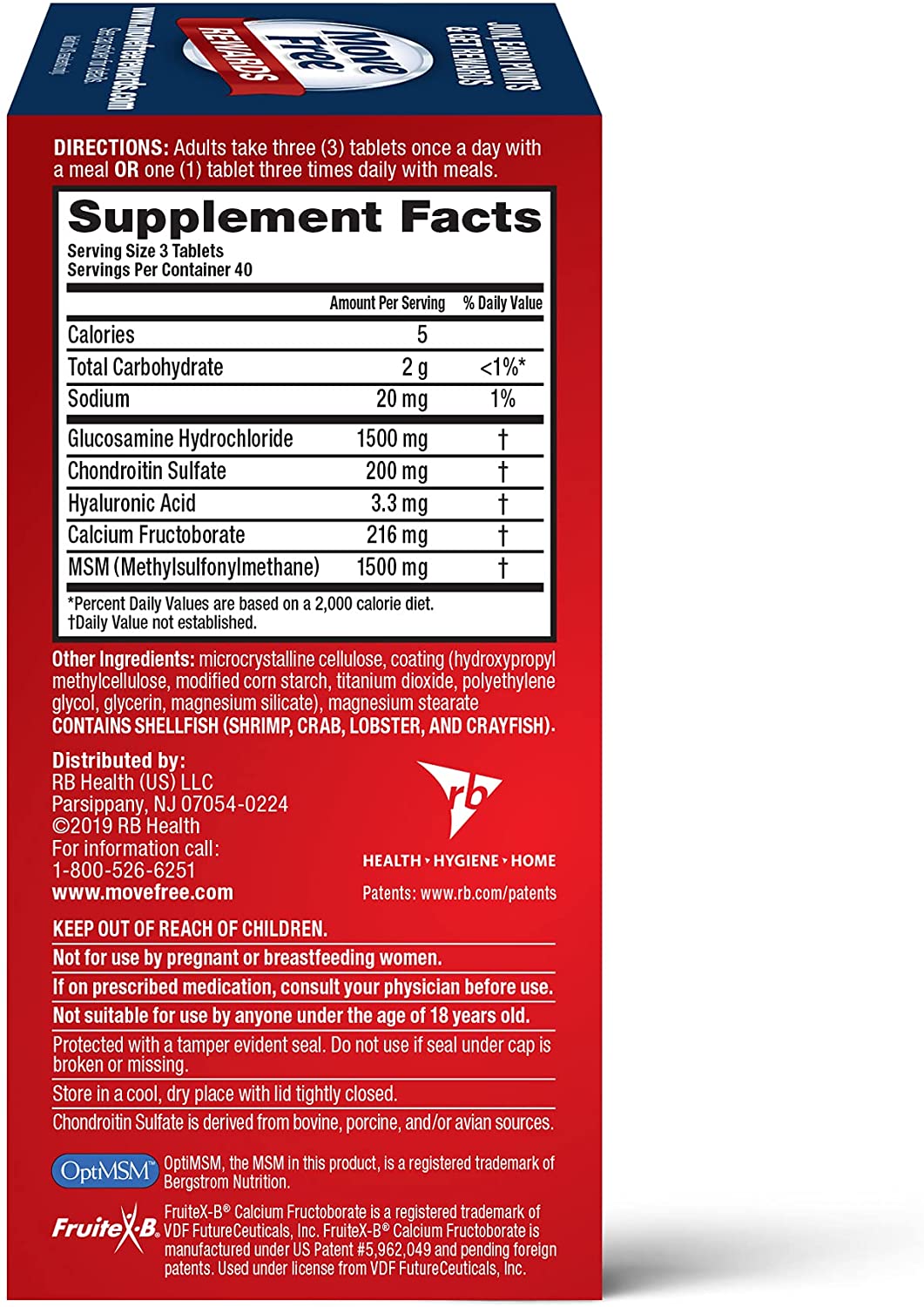 Move Free MSM 1500mg (per serving), 120 ct