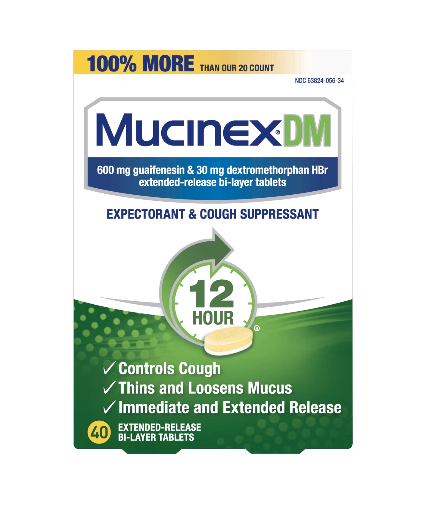 Mucinex DM Expectorant & Cough Suppressant, 40 Tablets