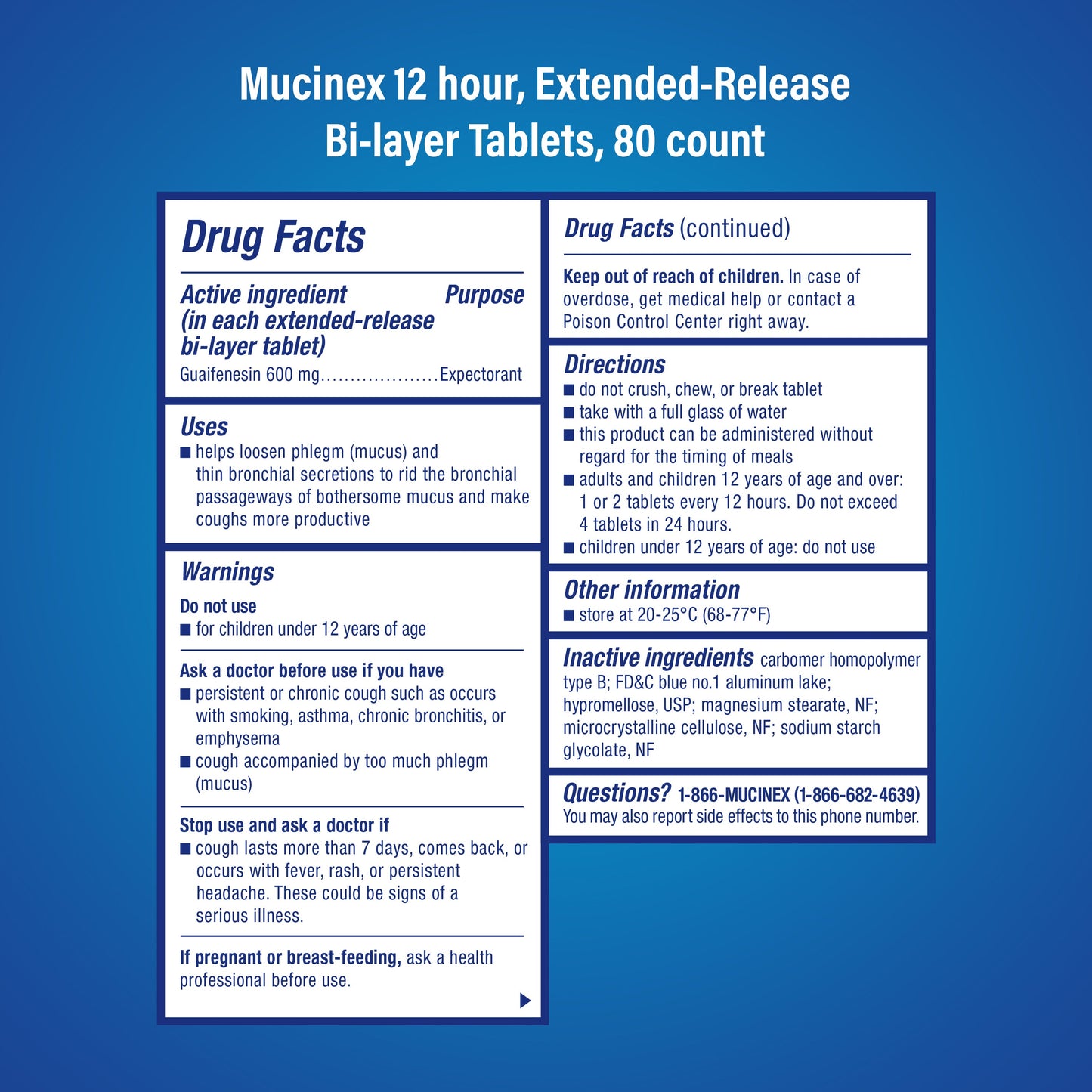 Mucinex 600mg, 80 tablets