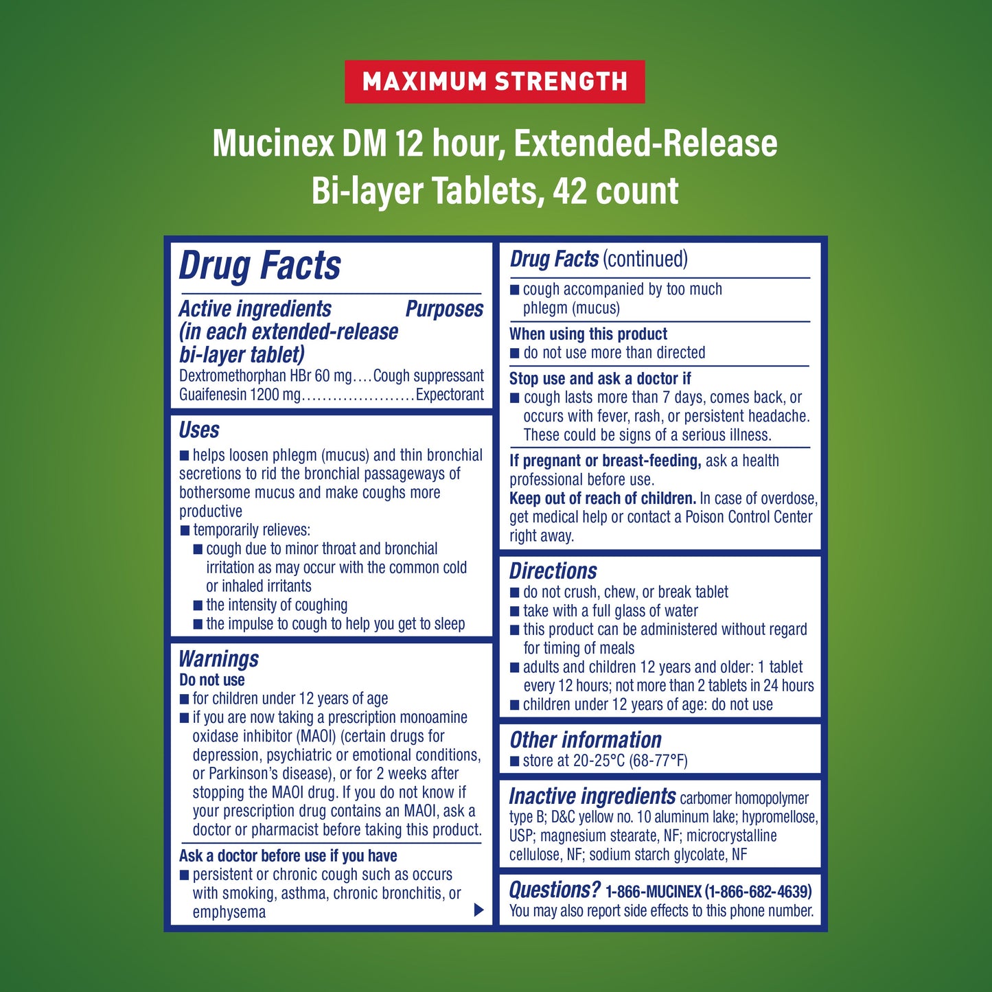 Mucinex DM Maximum Strength 1200mg - 42 Tablets