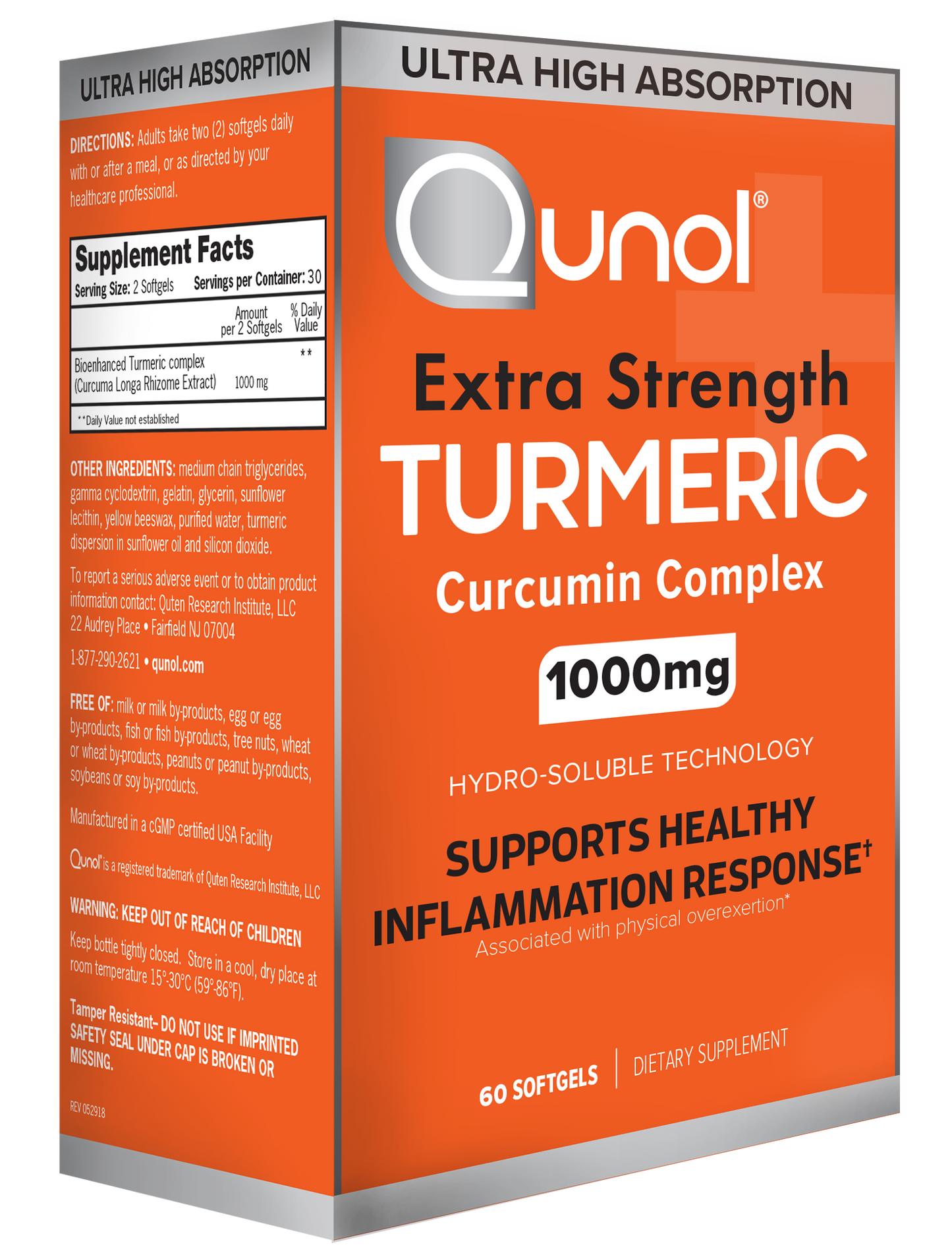 Qunol Extra Strength Turmeric Supplement Softgels, 1000mg, 60ct.