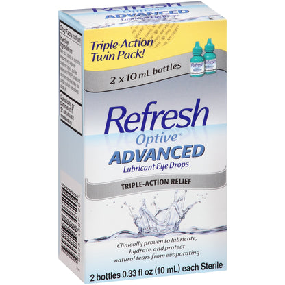 Refresh Optive Lubricant Eye Drops Advanced, Twin Pack