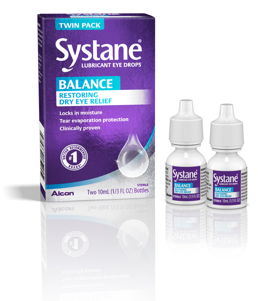 Systane Balance Lubricant Eye Drops, Restorative Formula - 10 ml, Twin Pack