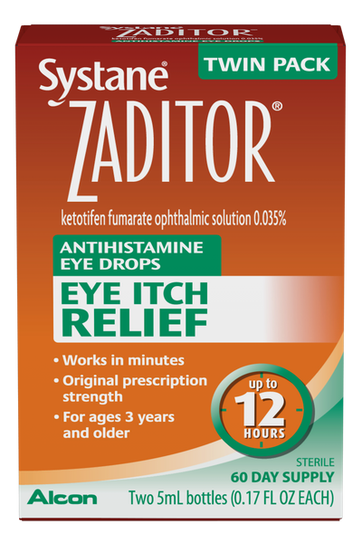 Systane Zaditor Antihistamine Eye Drops Twin Pack, 0.34 oz