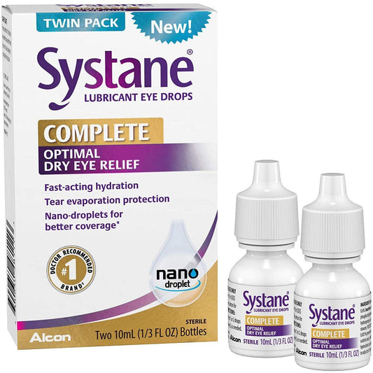 Systane Complete Optimal Dry Eye Relief Lubricant Eye Drops, Twin pack