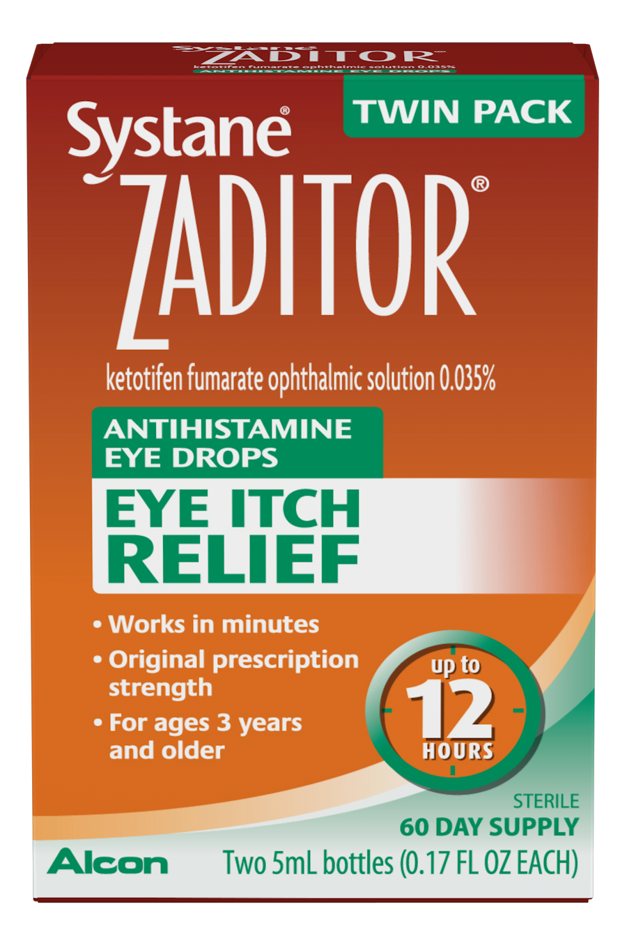 Zaditor Twin Pack Eye-Drops 0.34 Oz Bottles Each