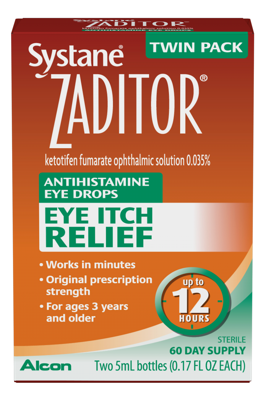 Zaditor Eye Drops Twin Pack, 0.34 oz Bottles Each
