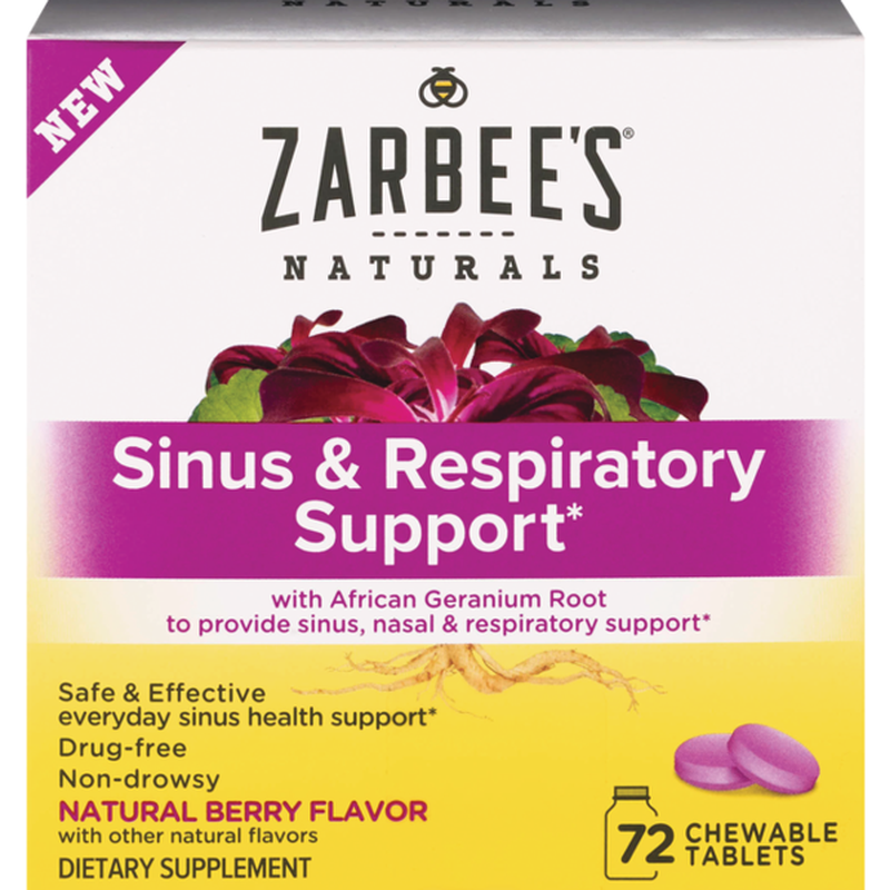 Zarbees Naturals Sinus & Respiratory Support  72 chewable Tablets